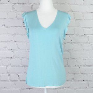 BLAIR DELMONICO Silk Blend Ruffle Trim Top…